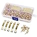 HAUSPROFI Sawtooth Picture Hangers, Sawtooth Picture Frame Hangers Double Hole 240 Wall Mounting Screws for Picture Painting Frame Cross-Stitch Golden Stainless Steel, 120Pcs