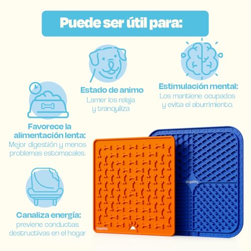 Dogelthy Lick Mat Kit para Perro y Gato. Set de 2 Tapetes para Lamer, Cepillo Limpiador y Espatula. Alfombrilla para Lamer con Ventosas. Licking Mat