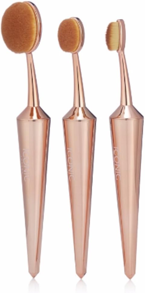 Iconic London 3 Piece Evo Rose Gold Brush Set + Make-up Bag