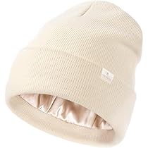 FURTALK Women's Winter Beanie - Satin Lined Knit Hat With Silk Lining For Hair Protection