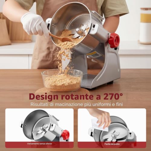 Niktulo 220V Portable Cereal Grinder Grinder Grinder High Speed Grinder Powder Herb Spice Nut Cereal with Overload Protection (1000g)
