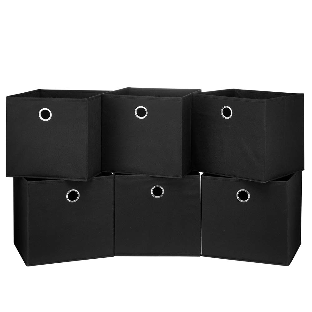 HSDT 6 Cube Storage Bins Black 11x11x11 Inch Foldable Fabric Storage Basketes for Home Organizers Storage Drawer,QY-SC18-6