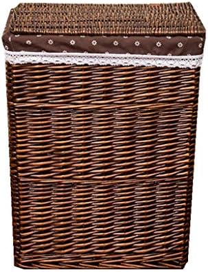 DTY Cabinet Dirty Clothes Storage Basket Rattan Hamper Box Large Laundry Basket Toys/Sundries Storage Basketful with Lid (Coffee Color)