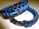 Police Thin Blue Line Black and Blue Paracord Survival Bracelet with Shoelace Charm By Bostonred2010