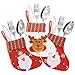 Ivenf Christmas Mini Stockings, 12 Pcs 6 inches Felt with 3D Santa Snowman, Gift Card Cutlery Bags Silverware Holders, Bulk Treats for Neighbors Coworkers Kids Cats Dogs, Small Red Xmas Tree Decor Set