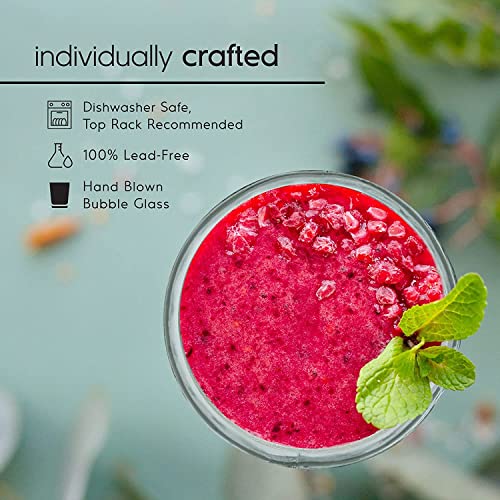 MexHandcraft Clear 14 oz Drinking Glasses (set of 6), Recycled Glass