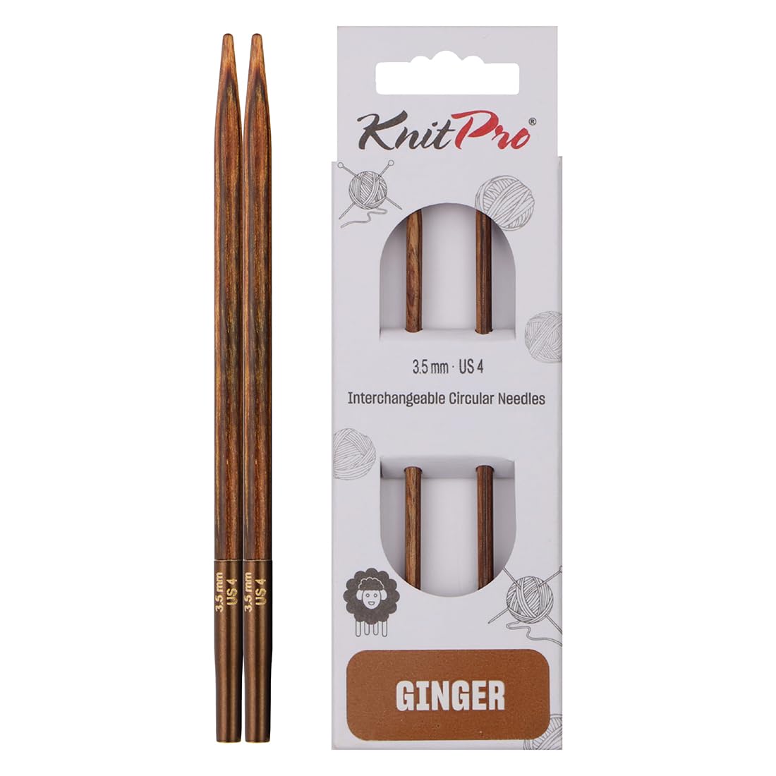 KnitPro Ginger Interchangeable Circular Needles 5" (13cm) | 3.50mm
