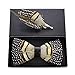 RBOCOTT Leather Feather Handmade Pre-tied Bow tie and Brooch Sets for Men(2)