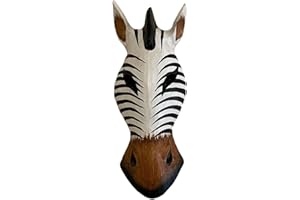 OMA African Zebra Wall Mask – Hand Carved Wooden Safari Wall Decor Art – Tribal Jungle Accent for Living Room, Office, Kids Room Or Gift – 12” Hand Painted Home Décor