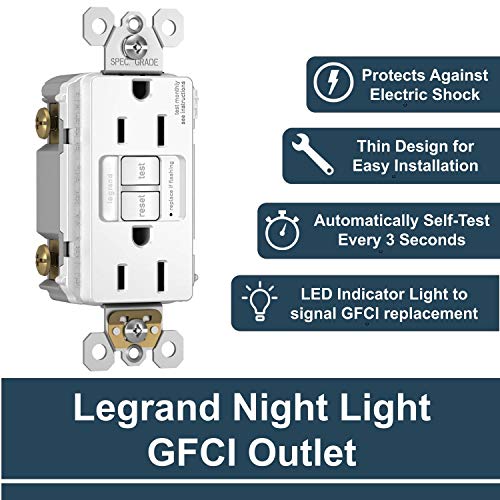 Legrand radiant Night Light, SelfTest GFCI Outlets, Safe for Kids