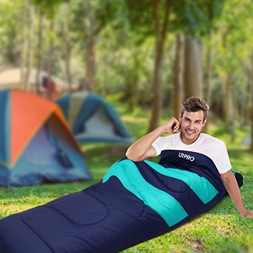 URPRO Sleeping Bag 3-4 Seasons Warm Cold Weather Lightweight, Portable, Waterproof Sleeping Bag with Compression Sack for Adults & Kids - Indoor & Outdoor: Camping, Backpacking, Hiking (Blue)
