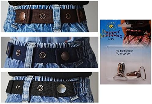 Dapper Snappers Baby & Toddler Belt (Boys 3 Pack with Clips) - Black, Brown and Navy