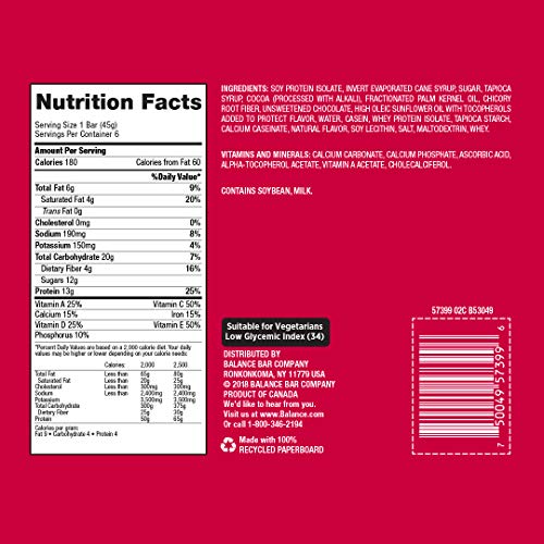 Balance Bar, Healthy Protein Snacks, Dark Chocolate Crunch, 1.58 oz, Pack of 6 - Thumbnail 2