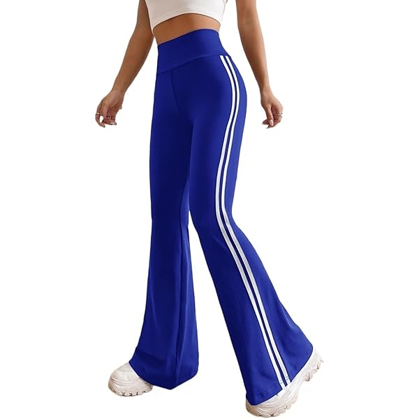 EsEiCo Womens Elastic Waist Striped Tape Side Leg Pants Long