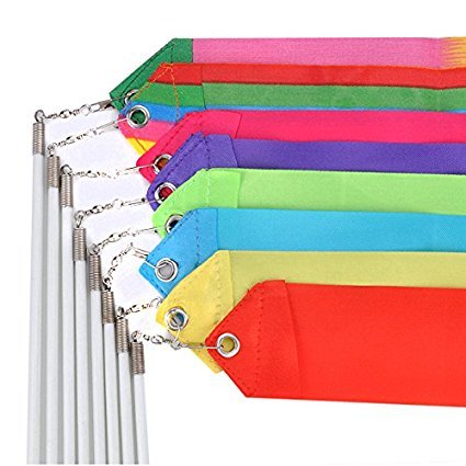 10 Pieces 4m Rhythmic Gymnastic Ribbons Dance Ribbon Dance Streamers for Kids, Baton Twirling, Assorted Colors