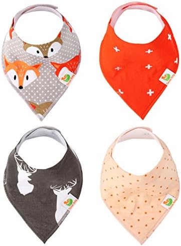 Taram Baby Bandana Drool Bib with two Adjustable Snaps Absorbent Organic Cotton (Fox Set)