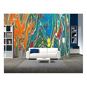 Closeup View of an Original Painting. Abstract Dark Grunge Background - Removable Wall Mural | Self-Adhesive Large Wallpaper - 66x96 inches