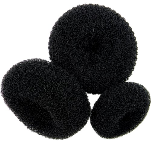 Shells® 3PCS Classy Black Round Hairdressing Tool Hair Former Donut Doughnut Ring Styling Mesh Chignon Bun Maker