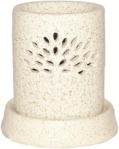AADHYA CREATIONS Ceramic Prosperous Tree Elliptical Electric Oil Diffuser(11x9.5x12cm, White)