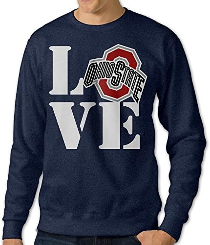 PPAP Men's Love Ohio State University Crew - Neck Pullover Long Sleeve Sweatshirts Navy Size XXL