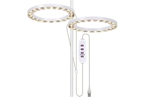 WIVAYE Grow Light for Indoor Plants, Full Spectrum Adjustable LED Grow Light with Auto Timing Switch USB Halo Plant Light, 2 