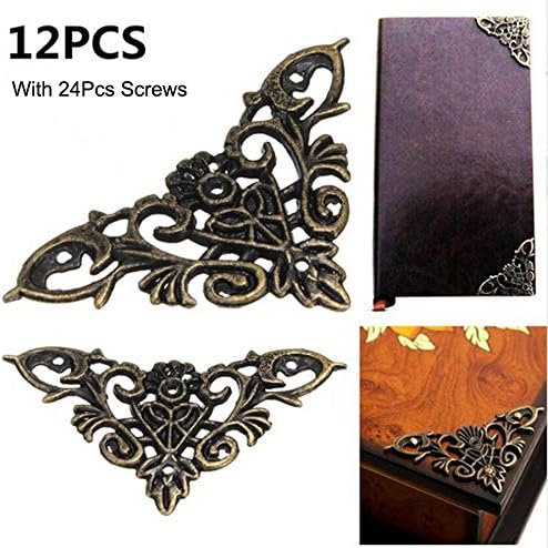 Obula£¨TM) 12pc Bronze Furniture Corner Brackets Jewelry Chest Wine Case Box Book Scrapbook Album Corner Protector Decor Furniture Hardware