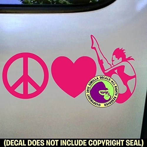 PEACE LOVE SPRINGBOARD DIVER FEMALE Vinyl Decal Sticker A