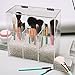 Acrylic Clear Covered Makeup Brush Holder with Dustproof Lid, Pearls Beads, Large Capacity for Cosmetic Brush Storage