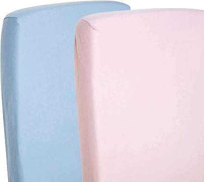 Dudu N Girlie Travel Cot Fitted Sheet 95 x 65cm Pack 2 Blue Pink