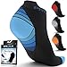 Physix Gear Short Compression Socks for Men & Women - Best Low Compression Socks Women & Men with Arch Support, Ideal for Running, Plantar Fasciitis comfort, and Swelling, Blue/Black (2 Pairs), L/XL