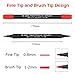 Huhuhero Double-Ended Fine and Soft Brush Tip Watercolor Art Pen Markers, Assorted Colors (No Duplicates), 24 Pack