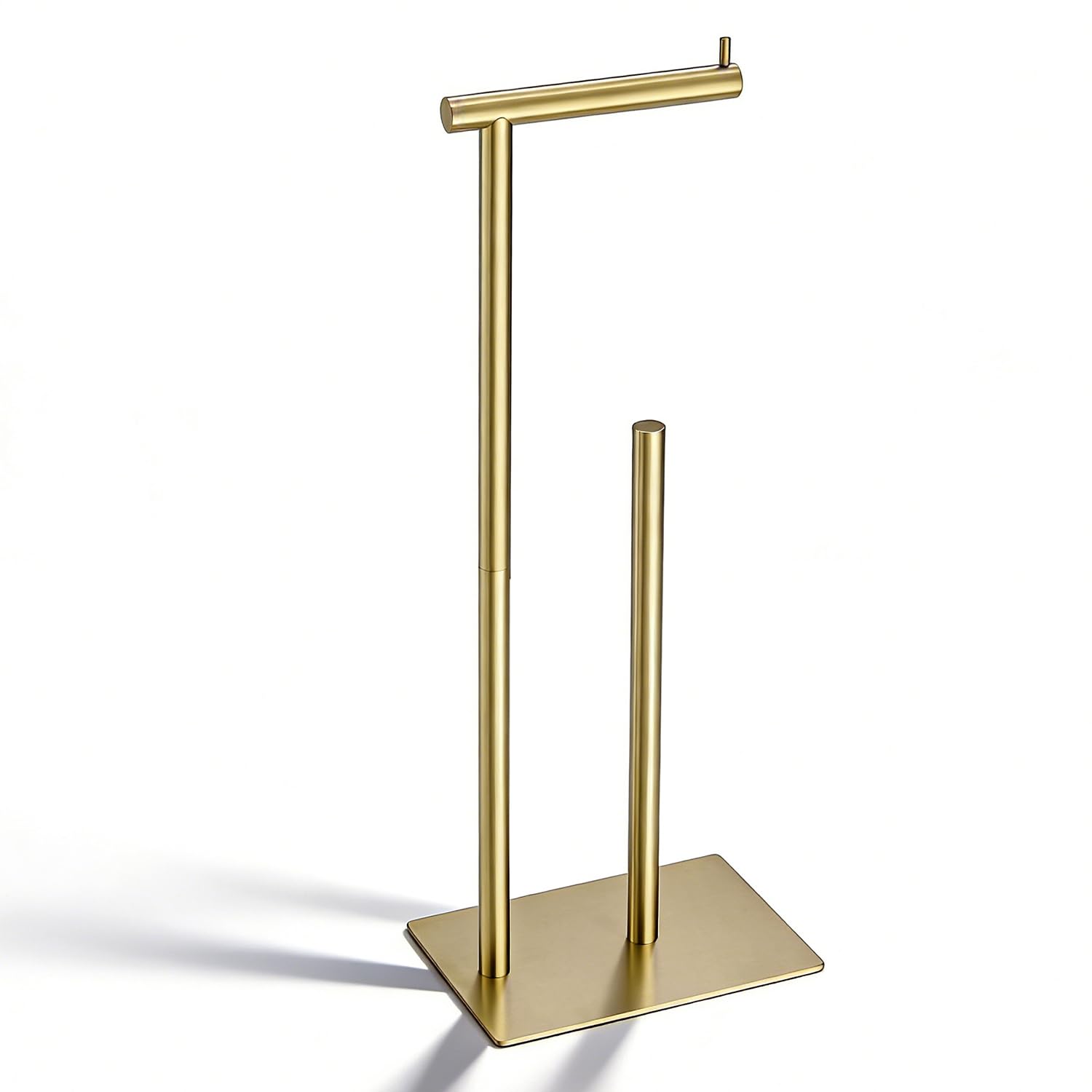 Toilet Roll Holder Free Standing, NEWRAIN Freestanding Toilet Roll Holder, Stainless Steel Toilet Roll Storage,Gold Bathroom Accessories