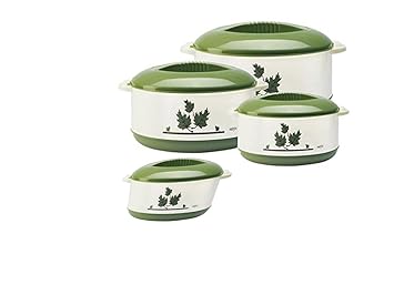 Milton Casserole with Stainless-Steel Inner Surface (Orchid Green, 500/1000/1500/2500ml) - Set of 4 Pieces