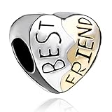 LovelyJewelry Silver Plated Heart Best Friend Bead Bracelet