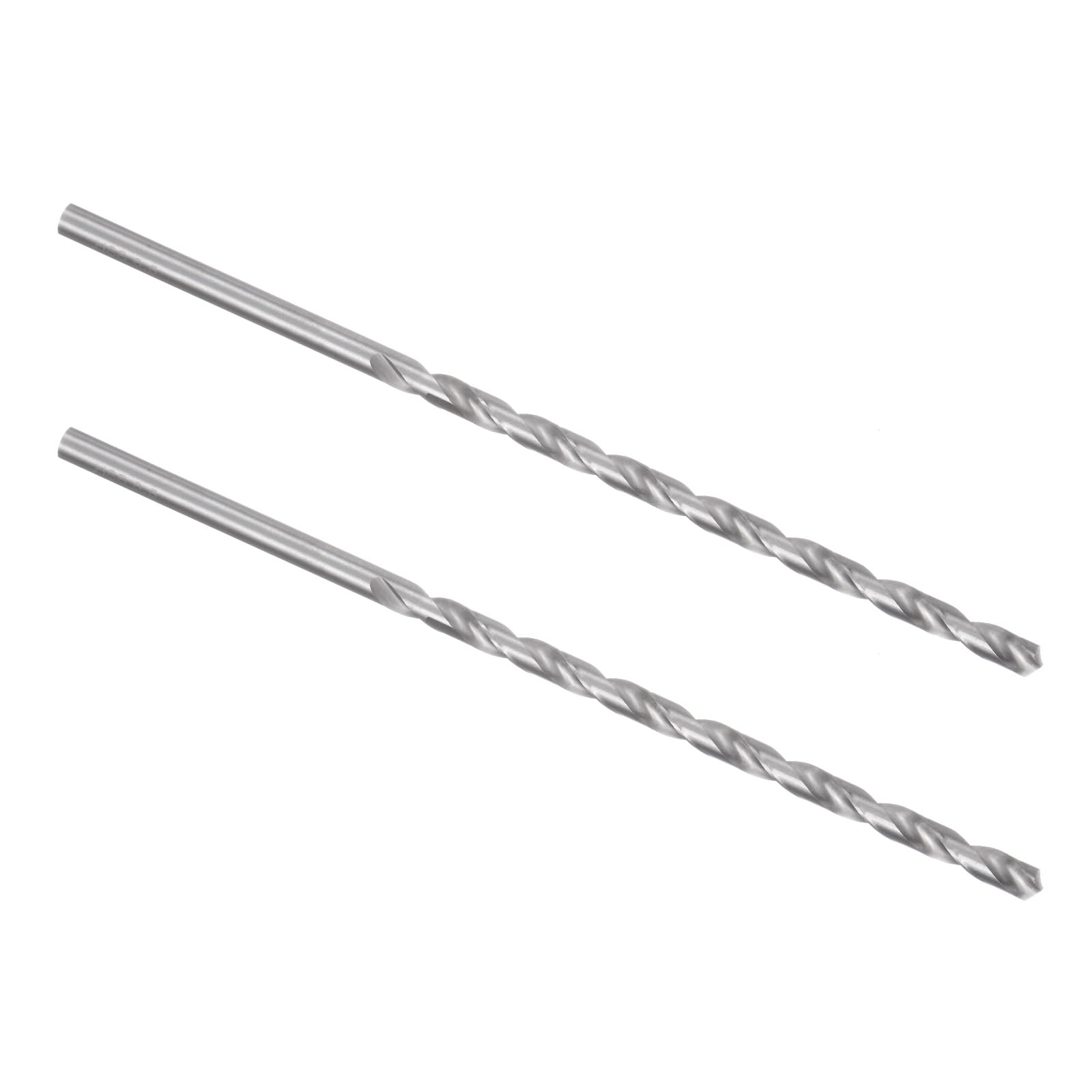 Kozelo 2PCS Twist Drill Bit - [6.5mm] High-Speed Steel Cobalt Round Shank Jobber Bit Set Silver Tone for Metal Wood Plastic Steel Use, 133mm / 5.24" Blade Length