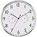 Large Indoor/Outdoor Wall Clock - Weather Monitoring Clock - Universal Quartz Non-Ticking & Silent 12-Inch Shower Wall Clock - Silver - by Utopia Home
