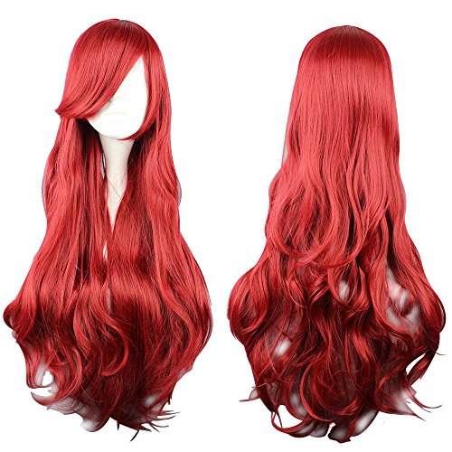 Mcoser 70cm 25.77" Long Curly Little Mermaid Disney Princess Ariel child Bounty Hunter Cosplay Wig(Red)