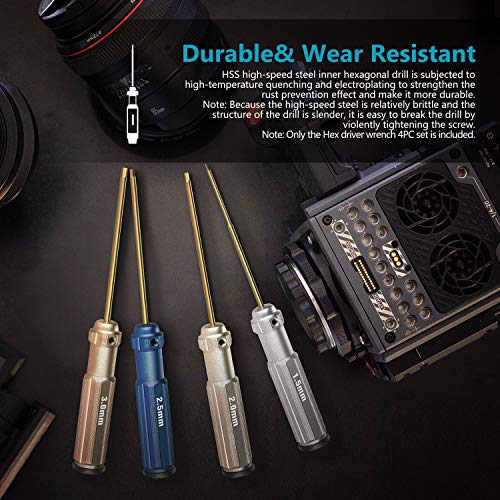 NEEWER Leichter Titan Nitrid Beschichtung, Sechskant Schraubenschlüssel, 4 teiliges Set, Sechskant Schraubendreher Werkzeug Set mit farbigen Griffen, Kompatibel mit 1,5mm, 2mm, 2,5mm, 3,0mm Schrauben – Bild 7