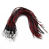 AIRSUNNY 20pcs 12v Dc Blue Red Flashing LED Lamp Light Bulb 20cm Pre Wired 5mm