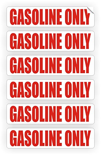 GASOLINE ONLY Automotive Fuel Decals | Gas Can Stickers | Shop Labels | Vinyl Markers (6-pack)