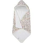 Little Unicorn Premium Infant Hooded Bath Towel| Soft & Absorbent Cotton & Terry Fabric for Newborns (Pressed Petals)