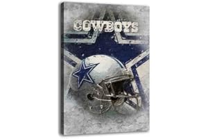 LIJINGJINGGG Dallas City Sports Cowboys Canvas Wall Art Poster American Football Helmet Painting Modern Home Living Room Office Wall Decor Gift (Cowboys,Framed 8" x 12")