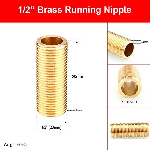 SUPER TOOL HA2703A Thread Nipple 1/2 inch Brass Running Nipple Threaded Tube for Tank Connectors (5MM, 1PCS) - Image 3
