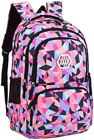 Fanci Geometric Prints Waterproof Primary School Backpack Book Bag for Girls Boys Elementary School Rucksack Daypack