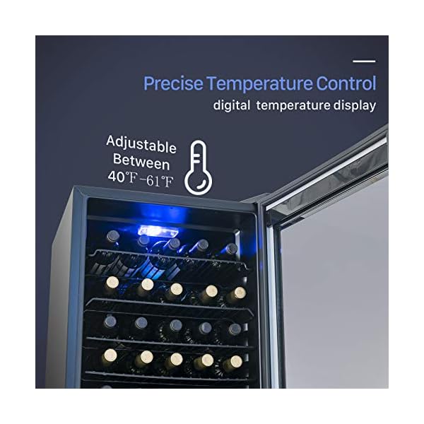 KUPPET-36-Bottle-Wine-Cooler-Counter-Top-Wine-CellarChiller-with-Digital-Temperature-Display-Compressor-Freestanding-Single-Zone-Refrigerator-for-Red-and-White-Wines-Metal-shelf