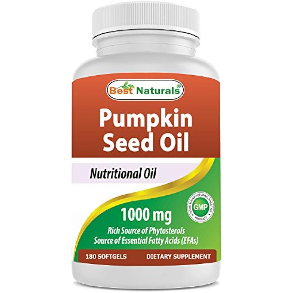 Best Naturals Pumpkin Seed Oil 1000 mg Prostate and Urinary Tract 180