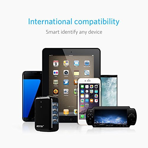 image for BESTEK USB Charger 35W 4 Port USB Wall Charger and International Trave