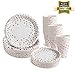 Rose Gold Plates and Cups set for 50 - Disposable Rose Gold paper plates and cups 150 pcs total. Bonus Party Printables Ebook included