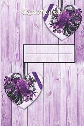 Elegant Cute Purple hearts A5 Notebook, Diary Wooden Design, Journal with Extra Thick Lines, Premium Thick Paper 120 GSM, 200 Pages: Journals to Write ... Students, 9 x 6 in, Ruled Notebook for School