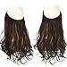 SARLA Invisible Wire Hair Extensions with 3 Clips Synthetic Wavy Curly Hairpiece Adjustable Transparent Headband for Women 16 Inch Dark Brown/Golden Blonde Highlights